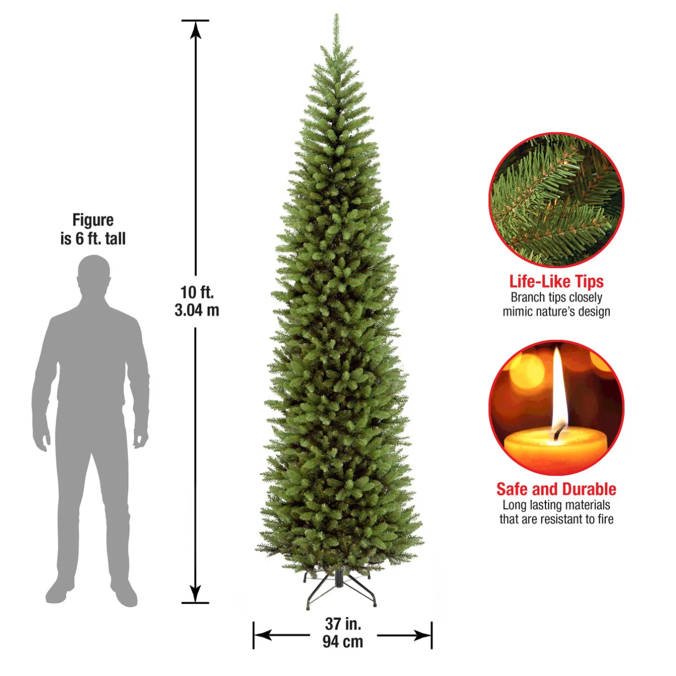 Outlet 10 ft. Kingswood Fir Pencil Slim Tree Pencil Slim|Unlit