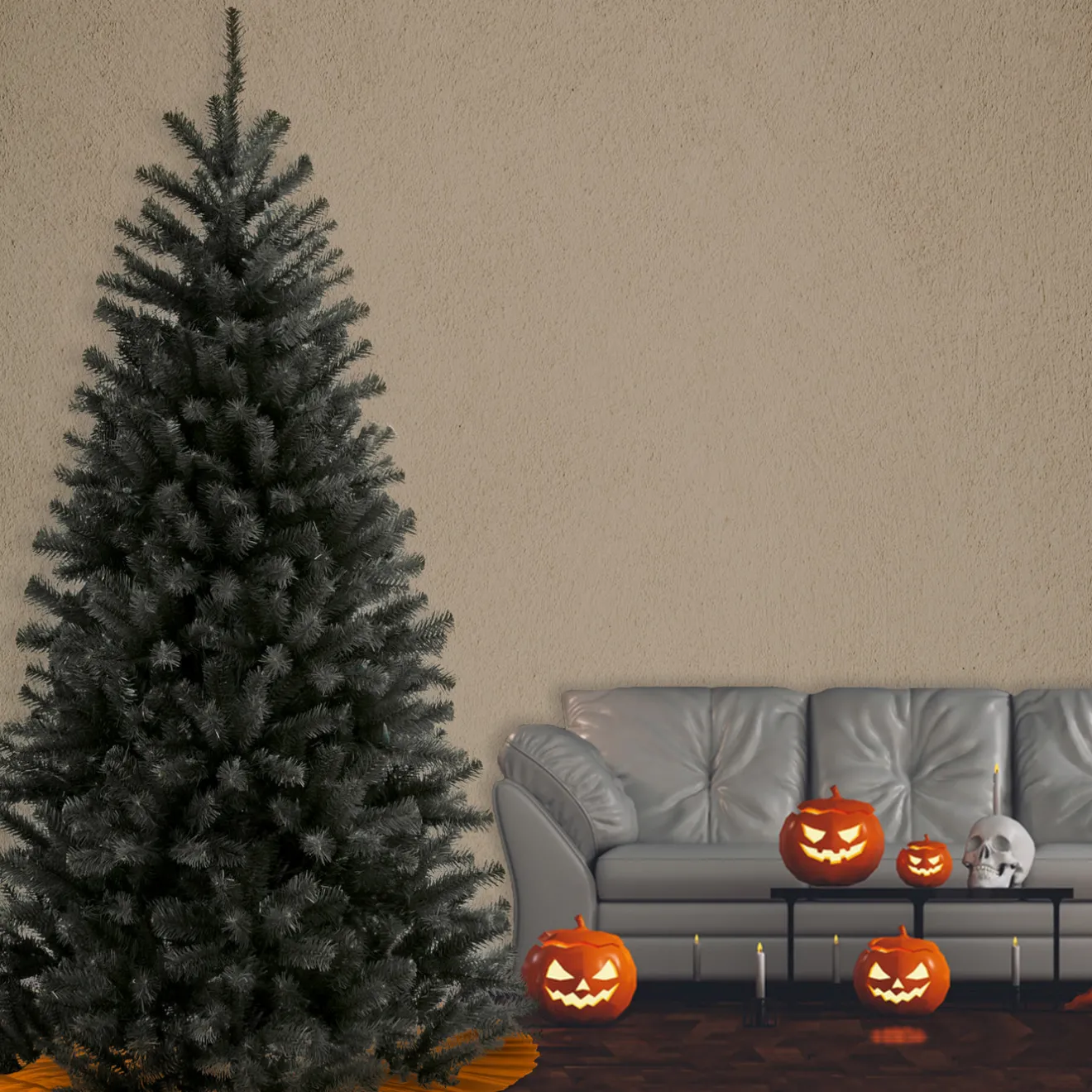 Outlet 7.5 ft. North Valley Spruce Black Tree Full|Unlit