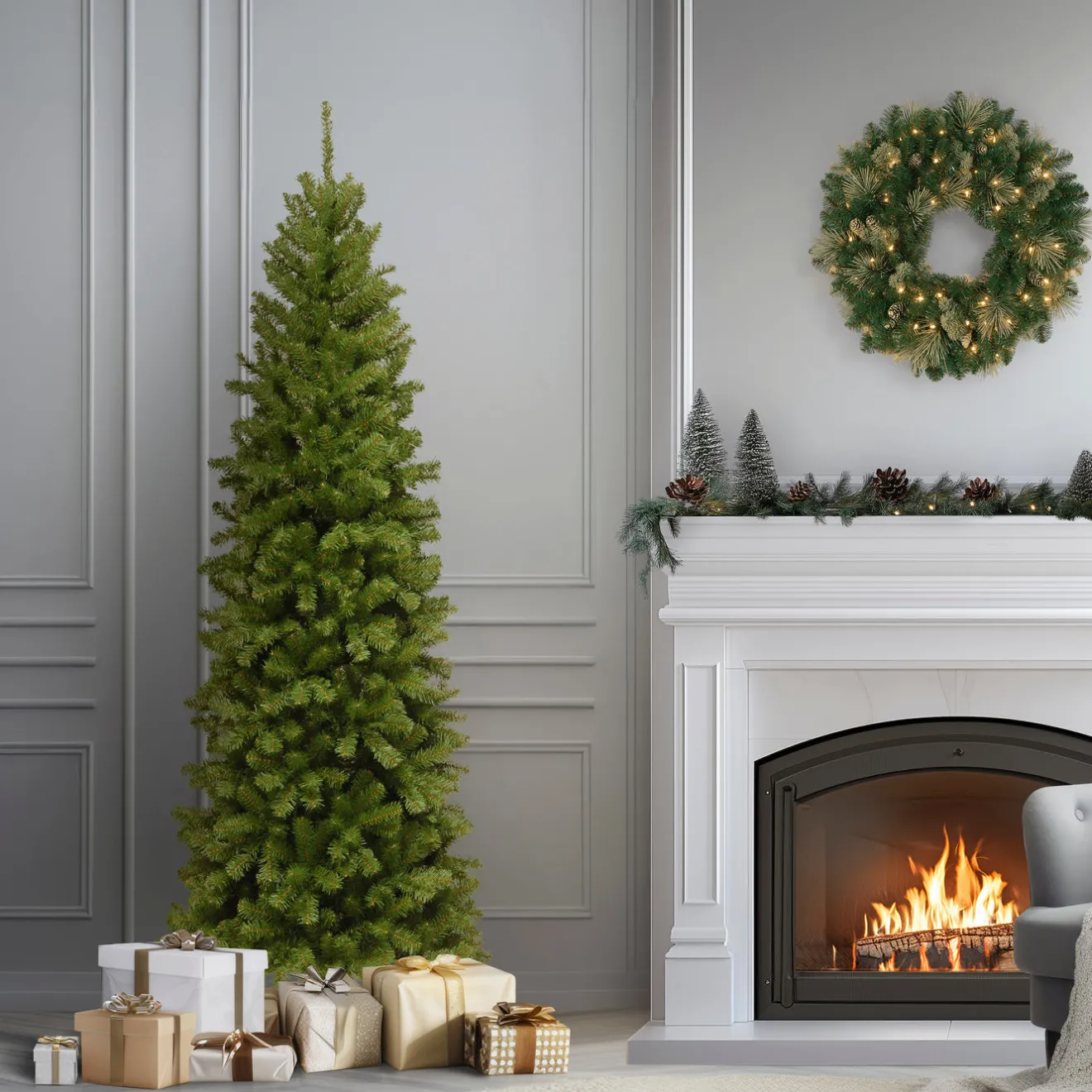 Outlet 6 ft. North Valley Spruce Pencil Slim Tree Pencil Slim|Unlit