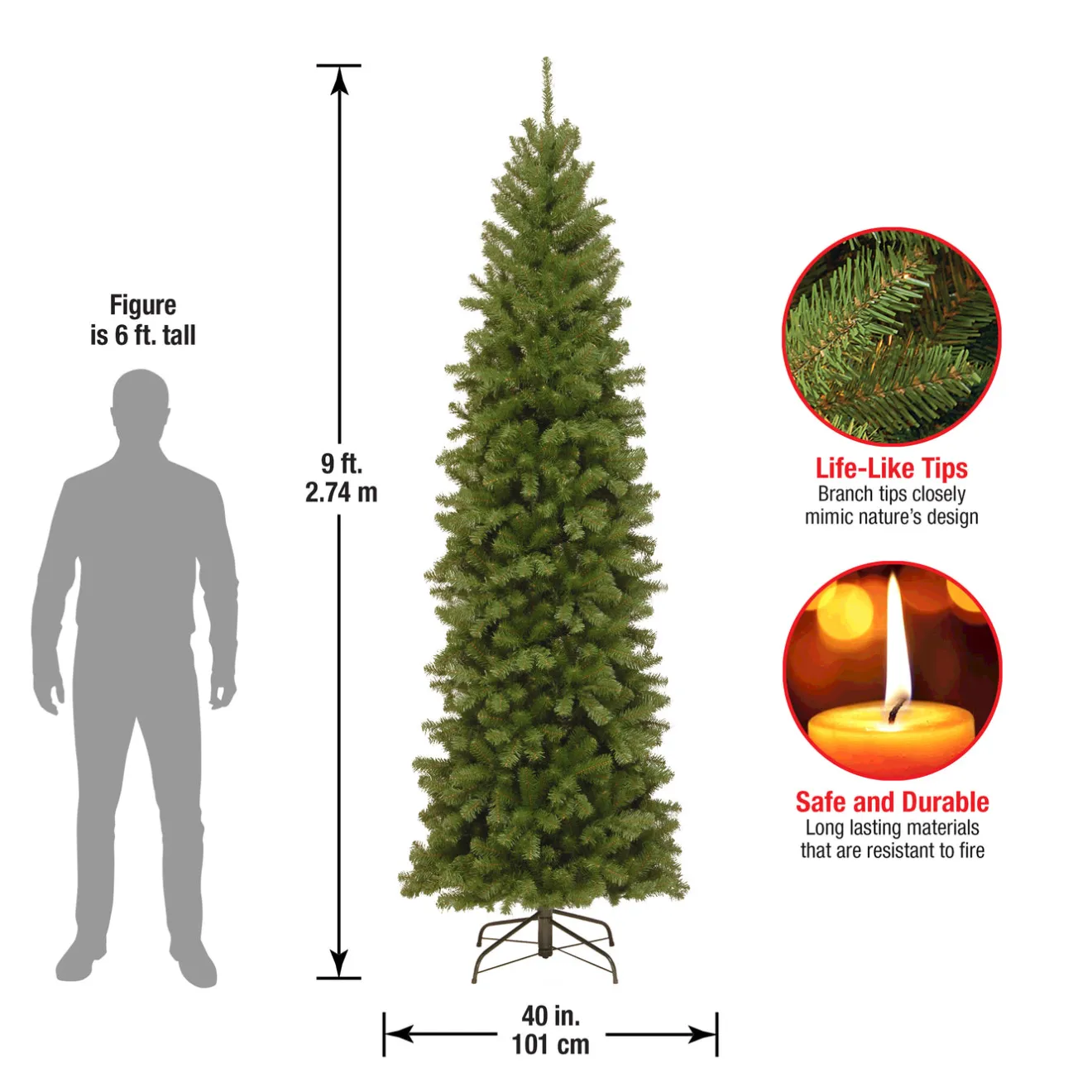 Sale 9 ft. North Valley Spruce Pencil Slim Tree Pencil Slim|Unlit
