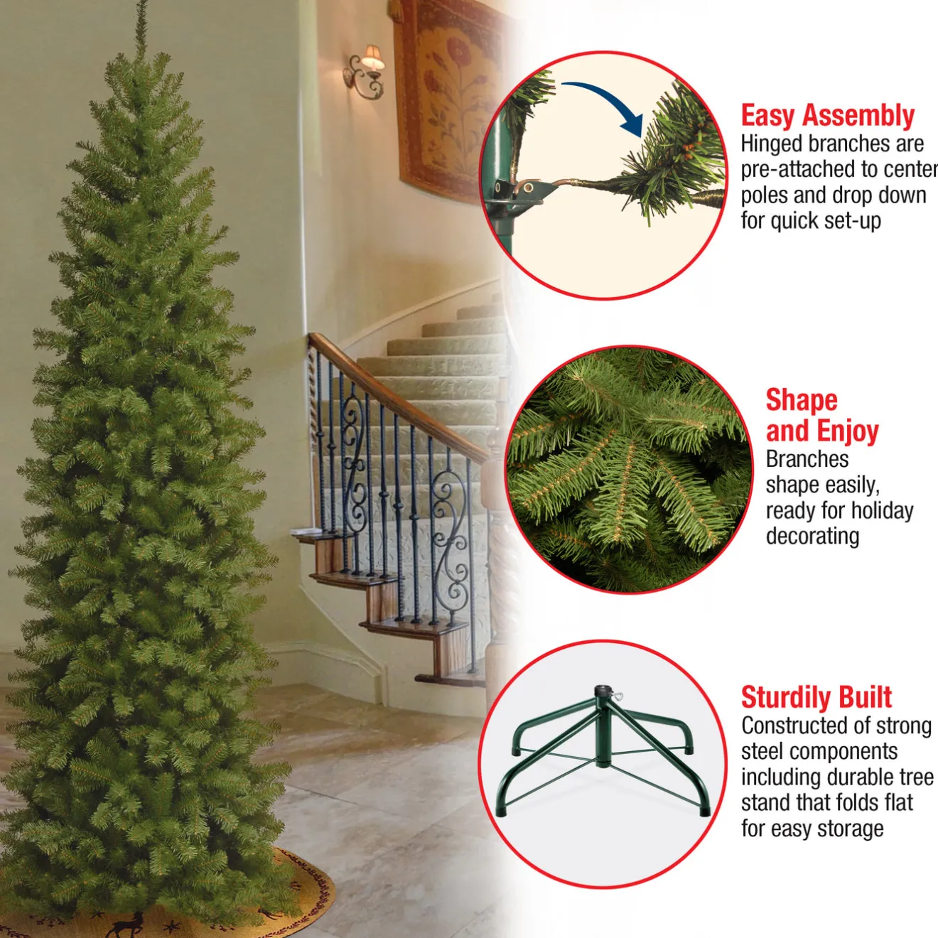 Sale 9 ft. North Valley Spruce Pencil Slim Tree Pencil Slim|Unlit