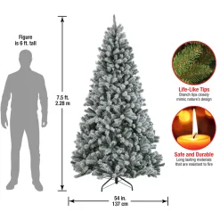 Sale 7.5 ft. North Valley Spruce Tree with Snow Dusted Braches Full|Unlit