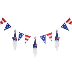 New 6 ft. Patriotic Flags and Blue Gnomes Garland Decorations