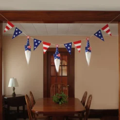 New 6 ft. Patriotic Flags and Blue Gnomes Garland Decorations