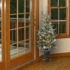 New 4 ft. Pre-Lit Snowy Morgan Spruce Tree with Clear Lights Slim|Pre-Lit