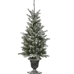 New 4 ft. Pre-Lit Snowy Morgan Spruce Tree with Clear Lights Slim|Pre-Lit
