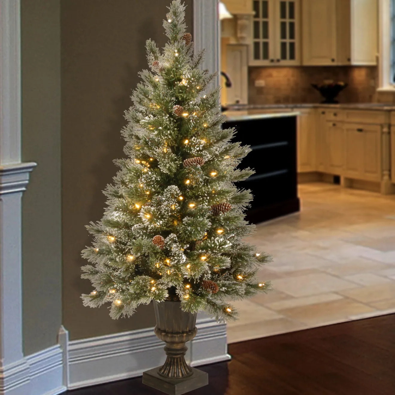 Hot 4 ft. Pre-Lit Aberdeen Blue Spruce Tree with Twinkly LED Lights Slim|Pre-Lit