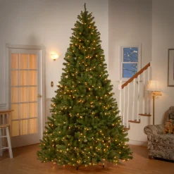 Discount 9 ft. Pre-Lit Aberdeen Blue Spruce Tree with Light Parade LED Lights Full|Pre-Lit