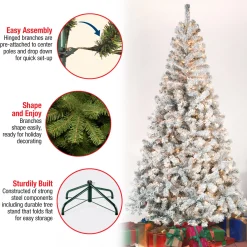 Clearance 7.5 ft. Pre-Lit Acacia Flocked Tree with Clear Lights Full|Pre-Lit