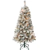 New 4.5 ft. Pre-Lit Acacia Flocked Tree with Clear Lights Full|Pre-Lit