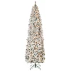 Outlet 9 ft. Pre-Lit Acacia Flocked Slim Tree with Clear Lights Slim|Pre-Lit