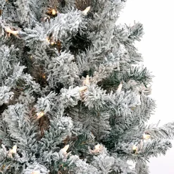 New 6 ft. Pre-Lit Acacia Flocked Tree with Clear Lights Pre-Lit|Full