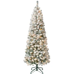 Best 6 ft. Pre-Lit Acacia Medium Flocked Tree with Clear Lights Medium|Pre-Lit