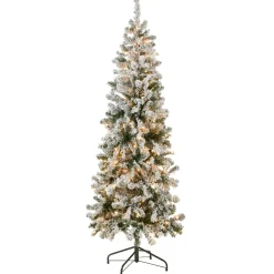 Best 6 ft. Pre-Lit Acacia Medium Flocked Tree with Clear Lights Medium|Pre-Lit