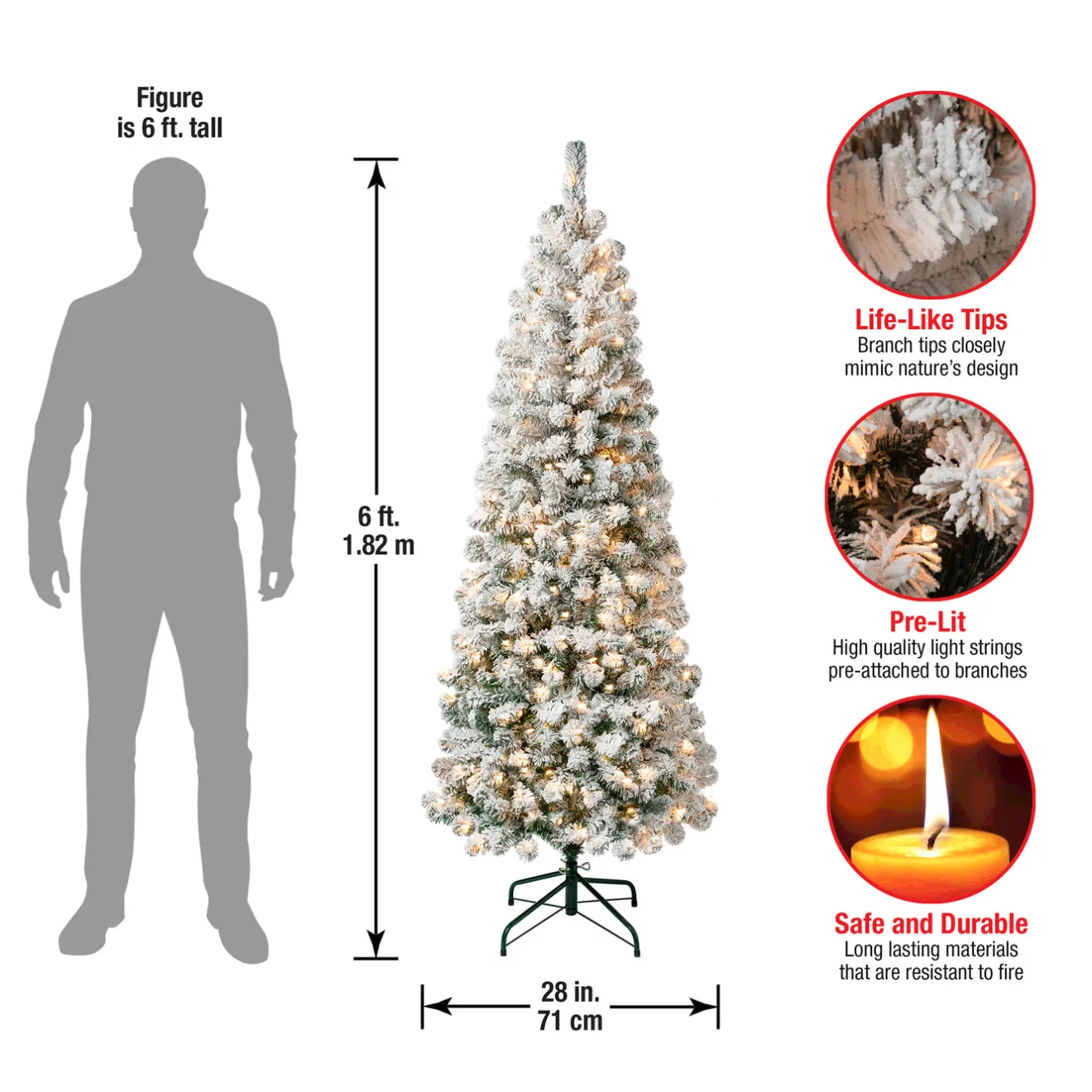 Best 6 ft. Pre-Lit Acacia Medium Flocked Tree with Clear Lights Medium|Pre-Lit