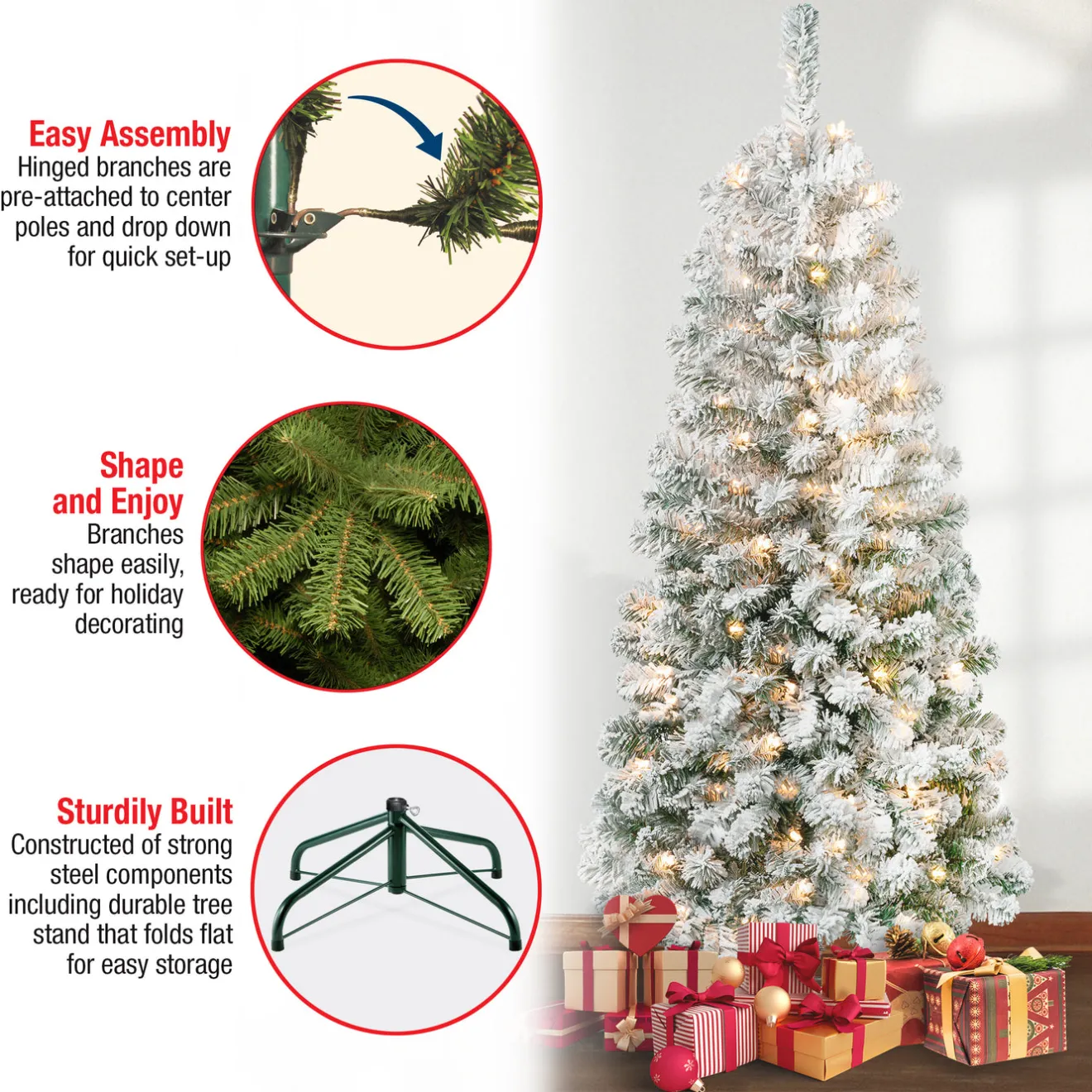 Best 6 ft. Pre-Lit Acacia Medium Flocked Tree with Clear Lights Medium|Pre-Lit