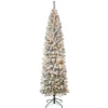 New 7.5 ft. Pre-Lit Acacia Pencil Slim Flocked Tree with Clear Lights Pencil Slim|Pre-Lit