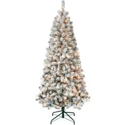 Discount 6 ft. Pre-Lit Acacia Slim Tree with Clear Lights Full|Pre-Lit