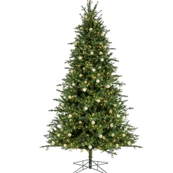 Clearance 10 ft. Pre-Lit Aspen Pine Hinged Tree with Warm White LED Light Slim|Pre-Lit