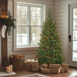 Outlet 6 ft. Pre-Lit Aspen Spruce Slim Tree with Multicolor Lights Slim|Pre-Lit