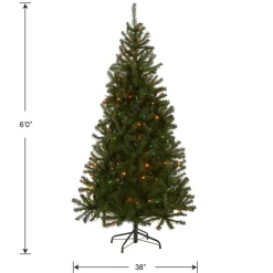 Outlet 6 ft. Pre-Lit Aspen Spruce Slim Tree with Multicolor Lights Slim|Pre-Lit
