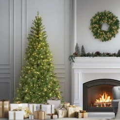 Outlet 6.5 ft. Pre-Lit Aspen Spruce Slim Tree with Clear Lights Slim|Pre-Lit