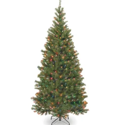 7 ft. Pre-Lit Aspen Spruce Slim Tree with Multicolor Lights Slim|Pre-Lit