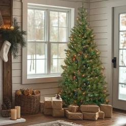 7 ft. Pre-Lit Aspen Spruce Slim Tree with Multicolor Lights Slim|Pre-Lit