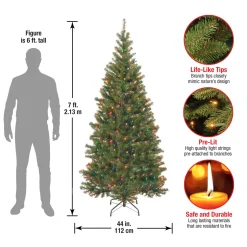 7 ft. Pre-Lit Aspen Spruce Slim Tree with Multicolor Lights Slim|Pre-Lit