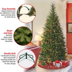 7 ft. Pre-Lit Aspen Spruce Slim Tree with Multicolor Lights Slim|Pre-Lit