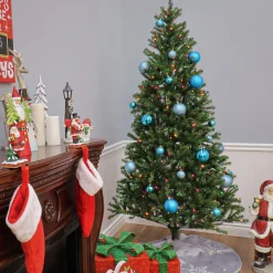 7 ft. Pre-Lit Aspen Spruce Slim Tree with Multicolor Lights Slim|Pre-Lit