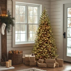 Outlet 6 ft. Pre-Lit Aspen Spruce Slim Tree with Clear Lights Slim|Pre-Lit