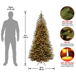 Outlet 6 ft. Pre-Lit Aspen Spruce Slim Tree with Clear Lights Slim|Pre-Lit