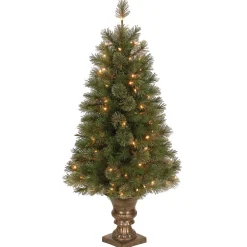 Discount 4 ft. Pre-Lit Atlanta Spruce Tree with Clear Lights Entrance|Pre-Lit