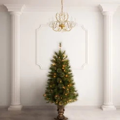 Discount 4 ft. Pre-Lit Atlanta Spruce Tree with Clear Lights Entrance|Pre-Lit