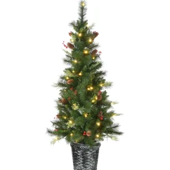 Discount 5 ft. Pre-Lit Buzzard Pine Slim Tree with LED Lights Slim|Pre-Lit