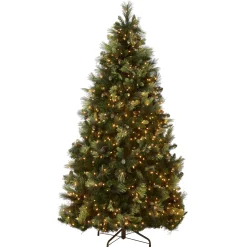 Sale 7.5 ft. Pre-Lit Carolina Pine Tree with 1000 Clear Lights Full|Pre-Lit
