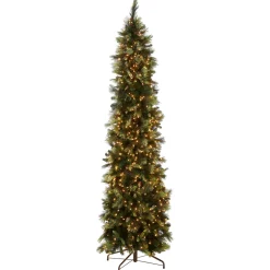 Hot 9 ft. Pre-Lit Carolina Pine Slim Tree with Clear Lights Pencil Slim|Pre-Lit