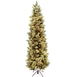 New 7.5 ft. Pre-Lit Carolina Pine Slim Tree with Clear Lights Slim|Pre-Lit