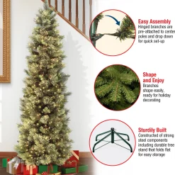 New 7.5 ft. Pre-Lit Carolina Pine Slim Tree with Clear Lights Slim|Pre-Lit