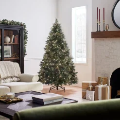 Clearance 6.5 ft. Pre-Lit Carolina Pine Tree with Clear Lights Full|Pre-Lit