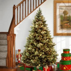 Clearance 6.5 ft. Pre-Lit Carolina Pine Tree with Clear Lights Full|Pre-Lit