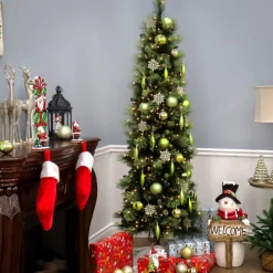 Best 6.5 ft. Pre-Lit Carolina Pine Slim Tree with Clear Lights Slim|Pre-Lit