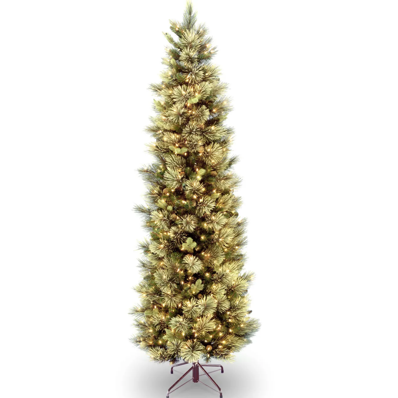 Discount 7 ft. Pre-Lit Carolina Pine Slim Tree with Clear Lights Pencil Slim|Pre-Lit