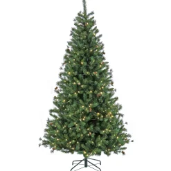 Discount 7.5 ft. Pre-Lit Cedar Spruce Tree with LED Lights Full|Pre-Lit