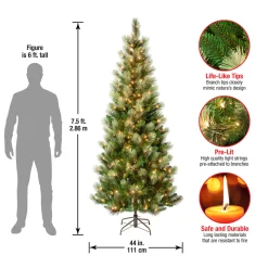 Hot 7.5 ft. Pre-Lit Charleston Pine Slim Tree with Clear Lights Slim|Pre-Lit