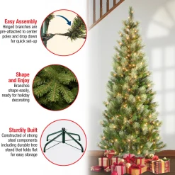 Hot 7.5 ft. Pre-Lit Charleston Pine Slim Tree with Clear Lights Slim|Pre-Lit