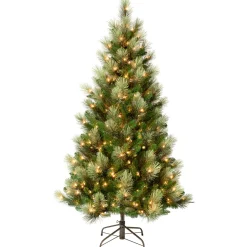 Clearance 9 ft. Pre-Lit Charleston Pine Tree with Clear Lights Full|Pre-Lit