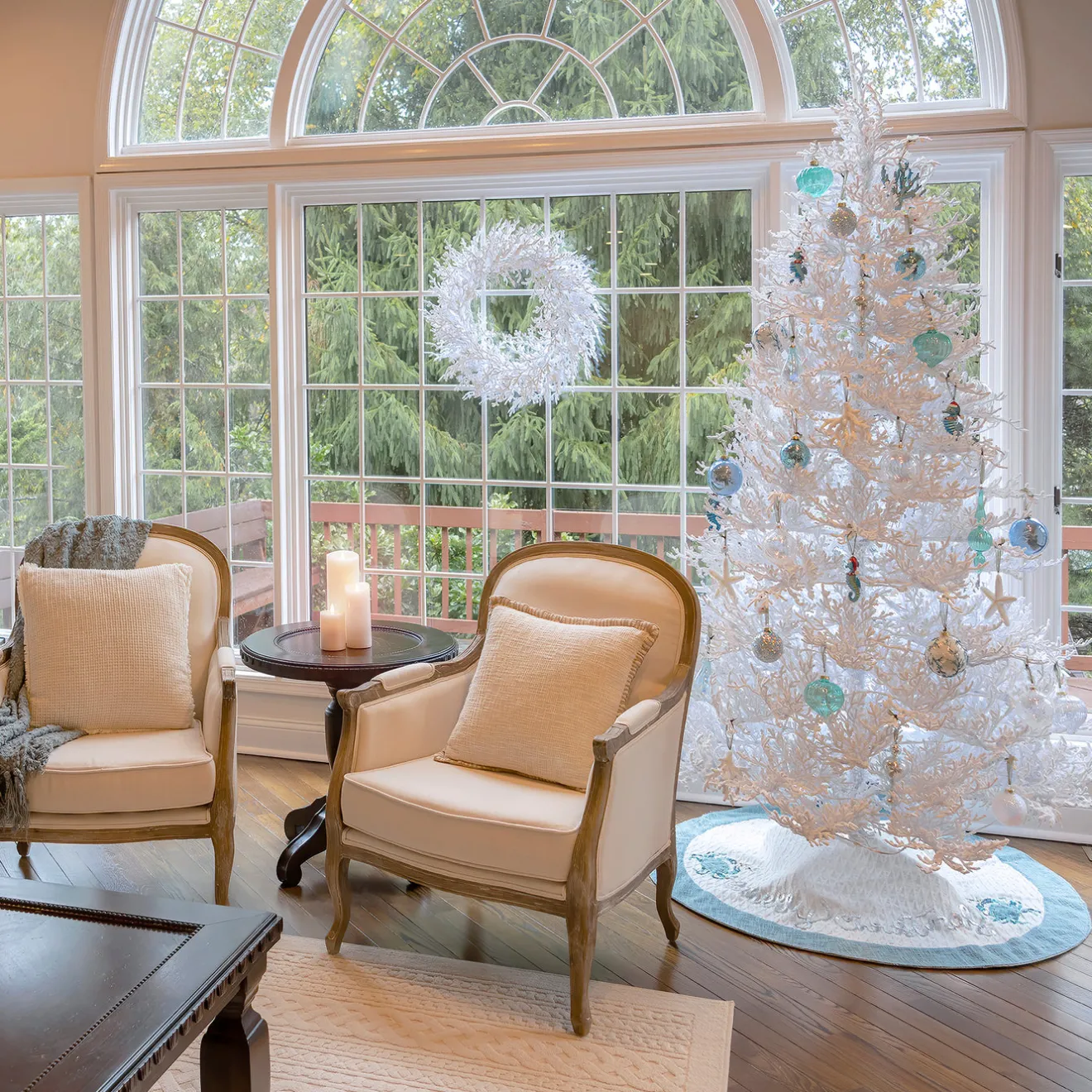 New 9 ft. Pre-Lit Christmas by the Sea Coral Tree with Warm White LED Lights Pre-Lit|Full