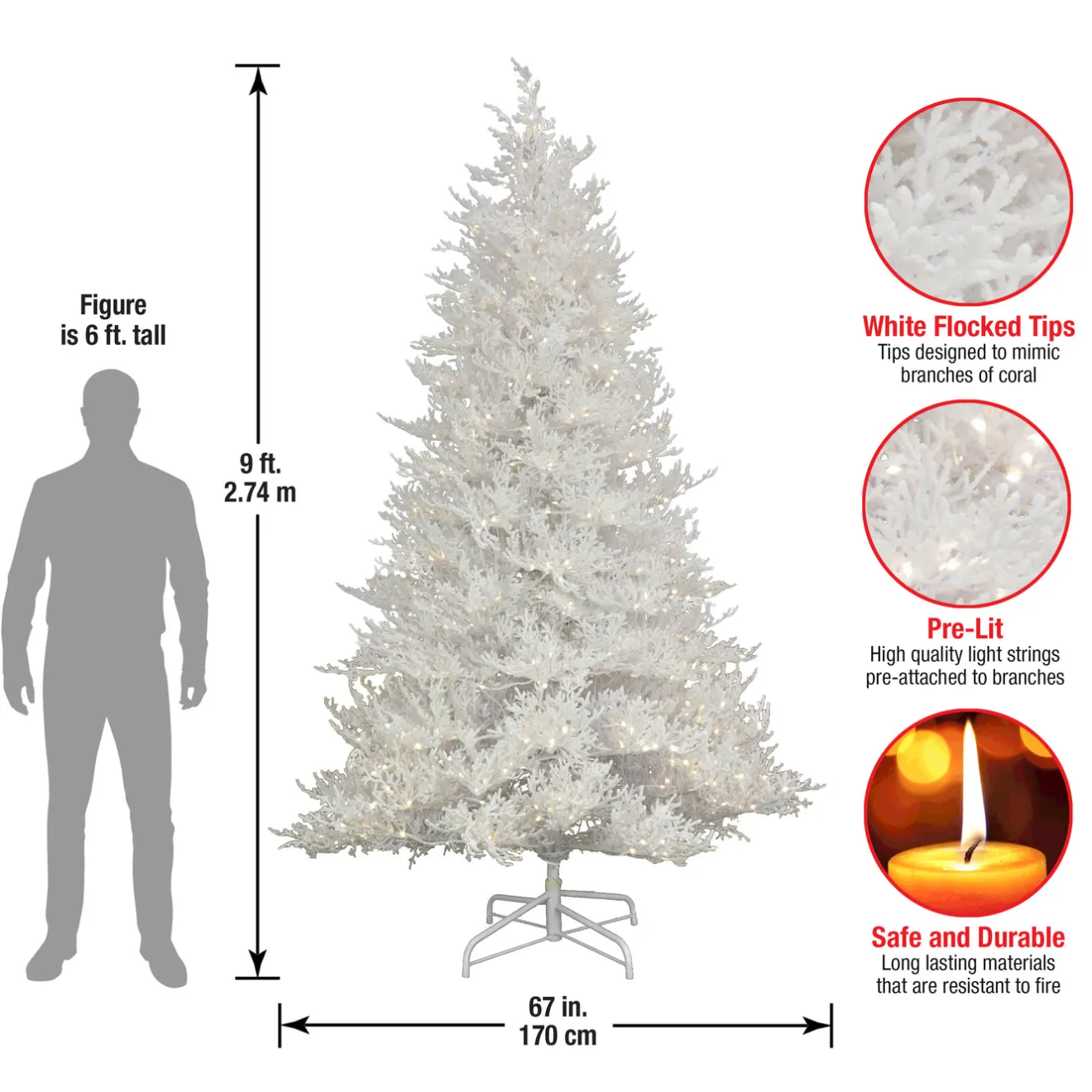 New 9 ft. Pre-Lit Christmas by the Sea Coral Tree with Warm White LED Lights Pre-Lit|Full